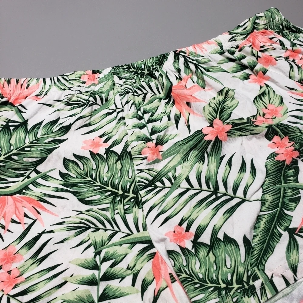 unbranded leaf and flower print pajama lounge shorts women's plus size 3X
